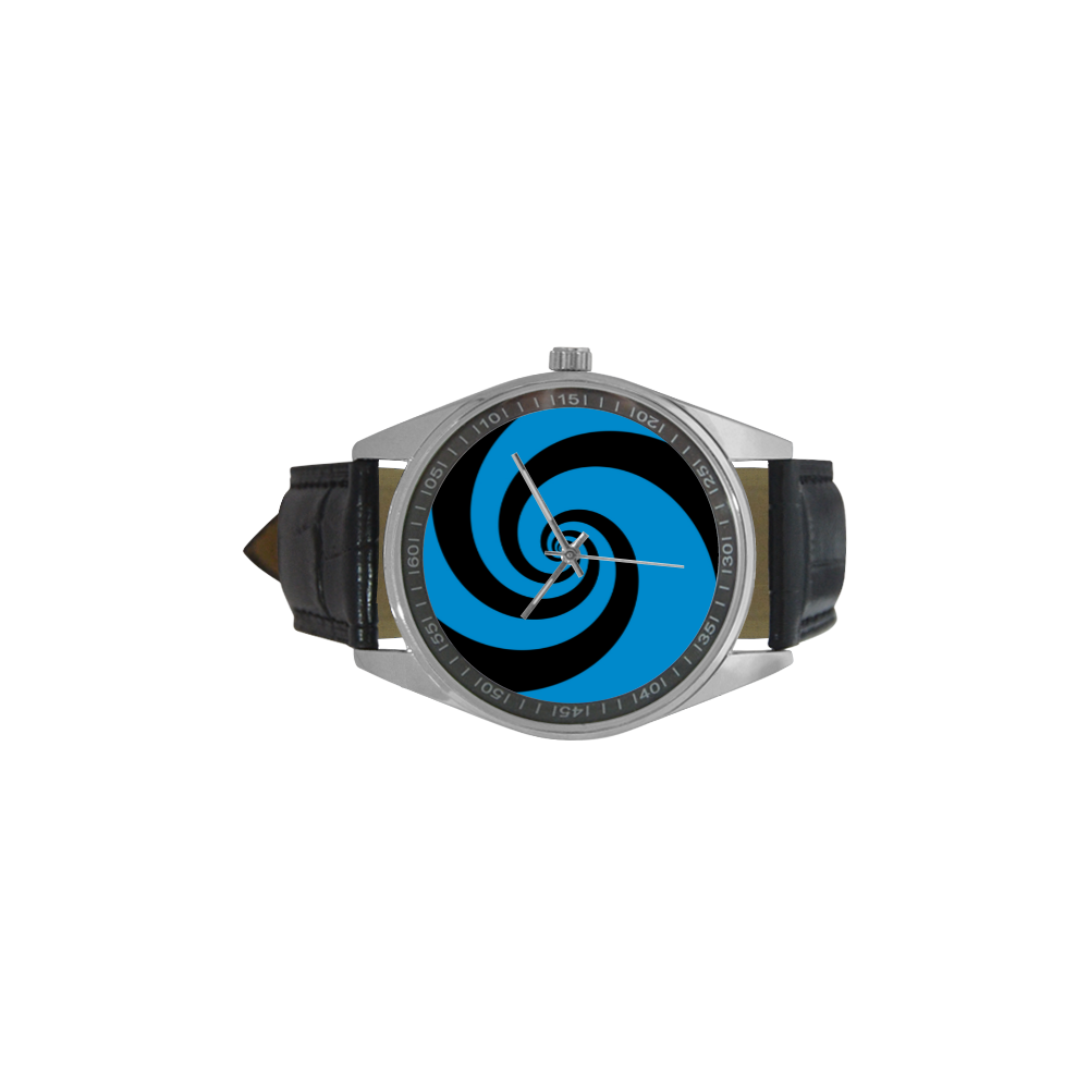 BLACK & BLUE SWIRL Men's Casual Leather Strap Watch(Model 211)