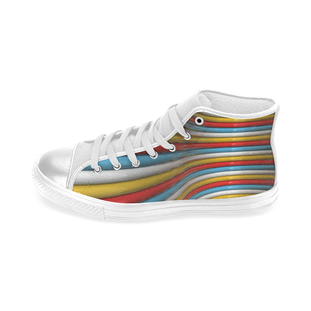 abstract plastic tubes High Top Canvas Women's Shoes/Large Size (Model 017)