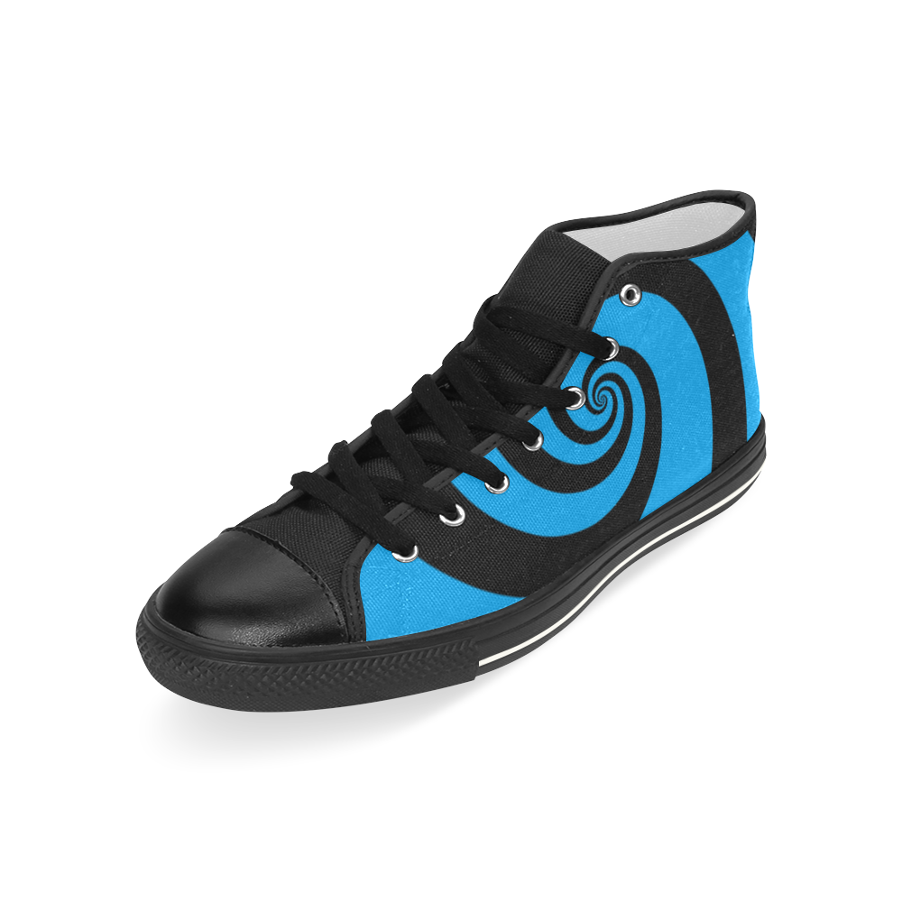 BLACK & BLUE SWIRL Men’s Classic High Top Canvas Shoes (Model 017)