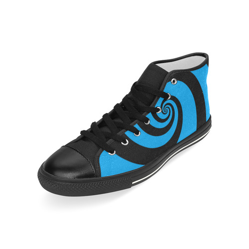 BLACK & BLUE SWIRL Men’s Classic High Top Canvas Shoes (Model 017)
