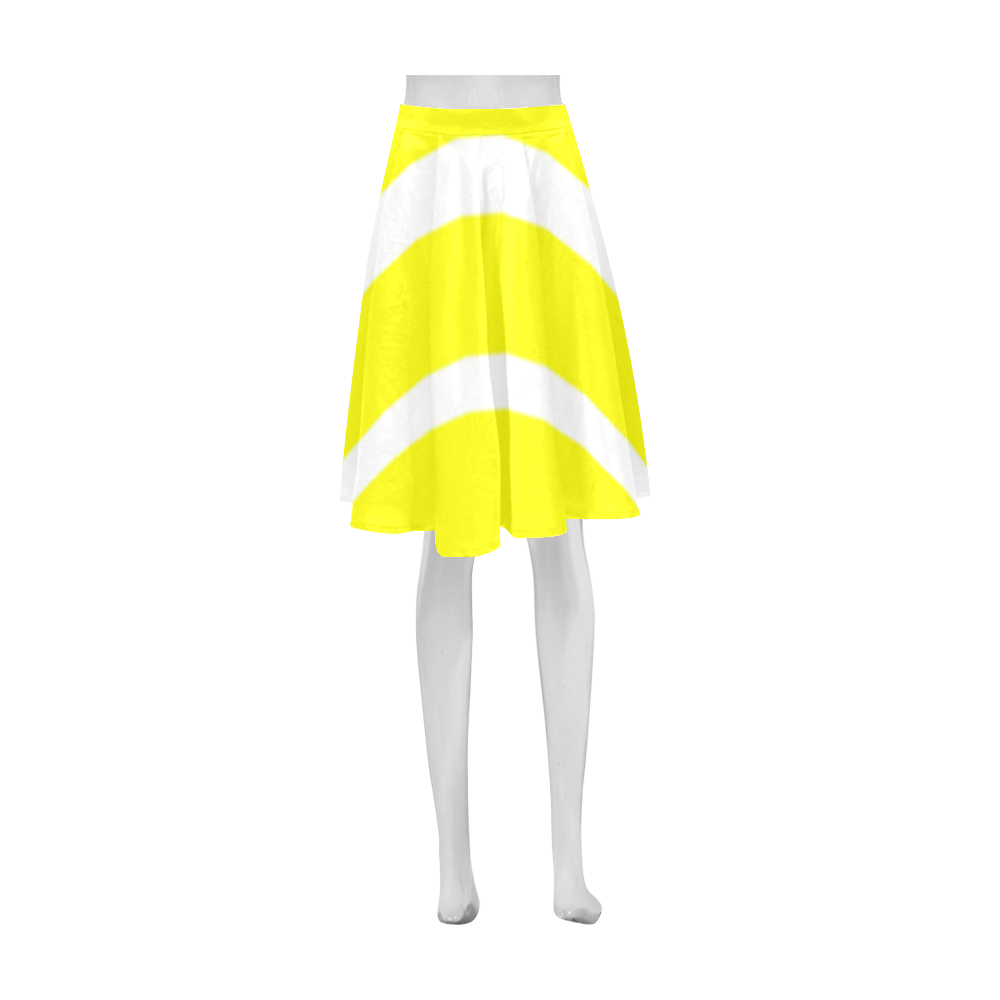 Yellow and White Stripes Athena Women's Short Skirt (Model D15)