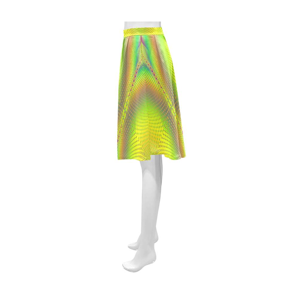 Yellow & Green Up Up And Away Fractal Abstract Athena Women's Short Skirt (Model D15)
