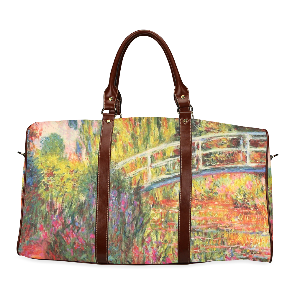 Claude Monet Japanese Bridge Floral Fine Art Waterproof Travel Bag/Large (Model 1639)