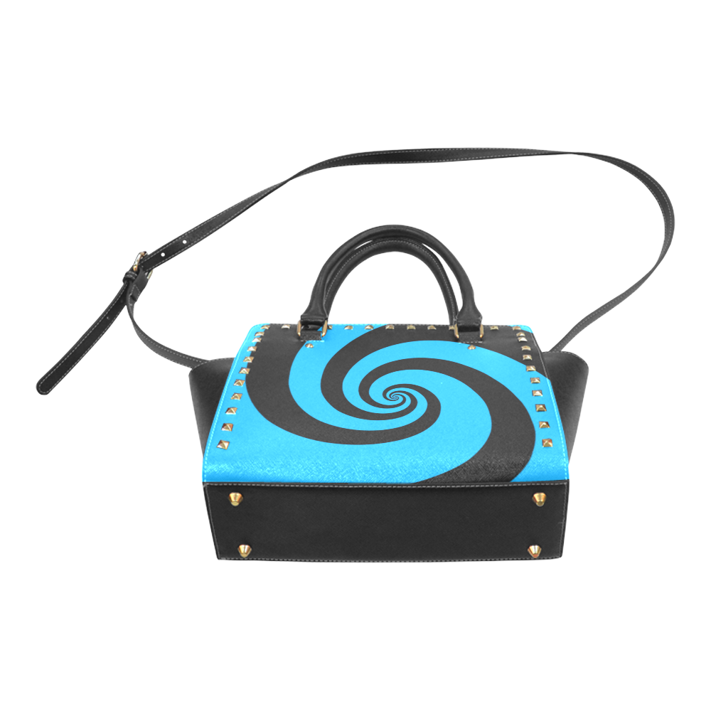 BLACK & BLUE SWIRL Rivet Shoulder Handbag (Model 1645)