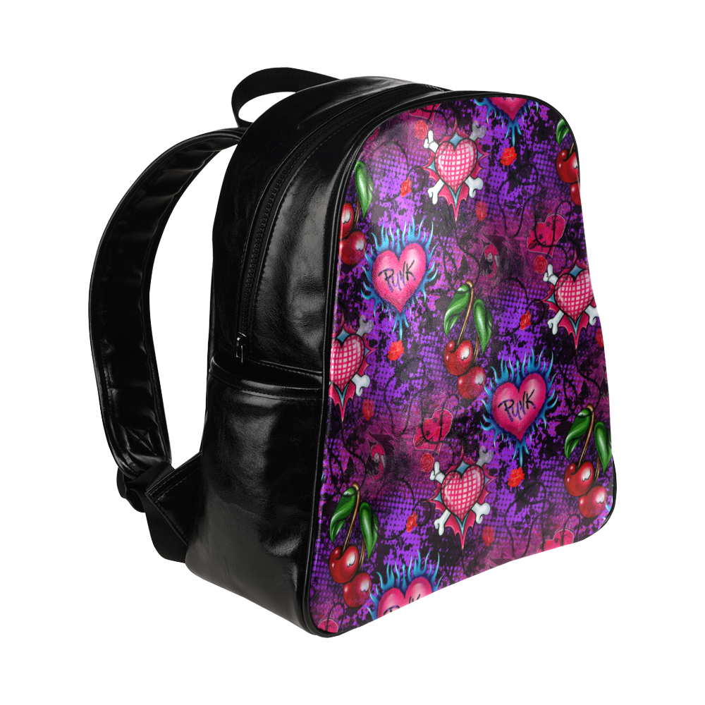 Girls Punk Grunge Pattern Multi-Pockets Backpack (Model 1636)