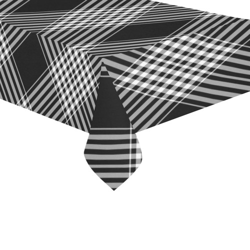 Black And White Plaid Cotton Linen Tablecloth 60"x 104"