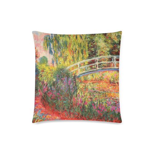 Claude Monet Japanese Bridge Floral Fine Art Custom Zippered Pillow Case 18"x18"(Twin Sides)