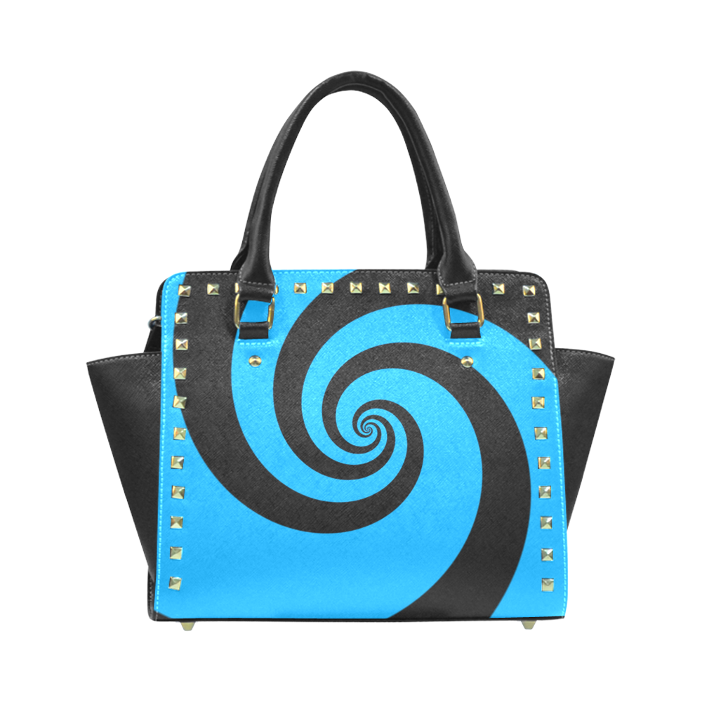 BLACK & BLUE SWIRL Rivet Shoulder Handbag (Model 1645)