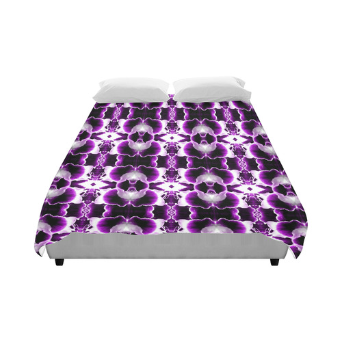 Purple White Flower Abstract Pattern Duvet Cover 86"x70" ( All-over-print)