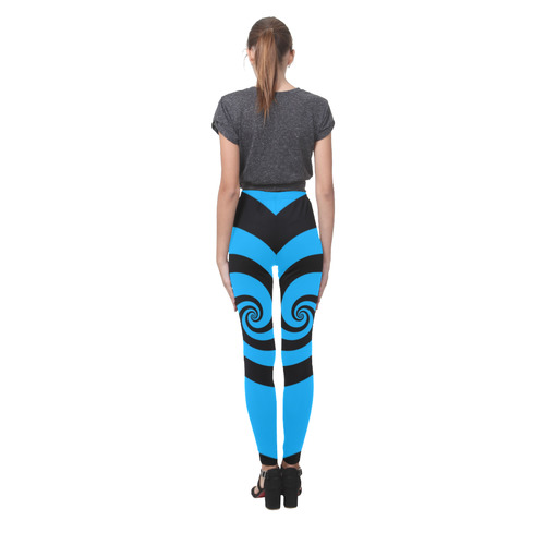 BLACK & BLUE SWIRL Cassandra Women's Leggings (Model L01)
