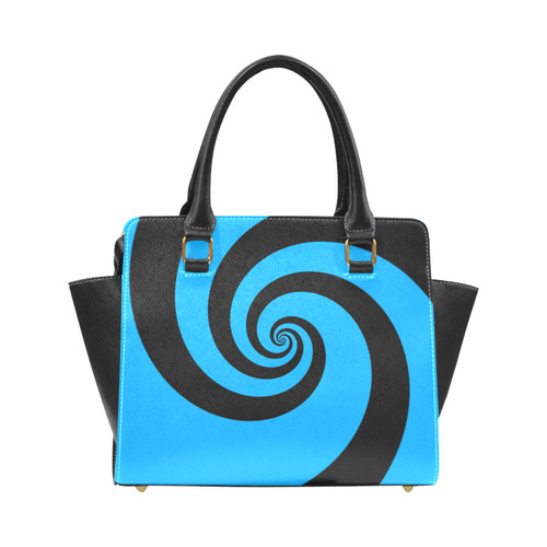 BLACK & BLUE SWIRL Rivet Shoulder Handbag (Model 1645)