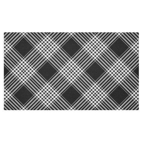 Black And White Plaid Cotton Linen Tablecloth 60"x 104"