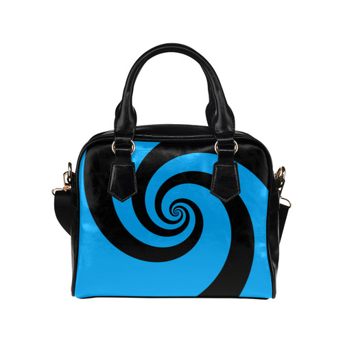 BLACK & BLUE SWIRL Shoulder Handbag (Model 1634)
