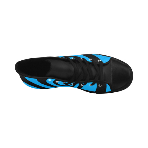 BLACK & BLUE SWIRL Aquila High Top Microfiber Leather Women's Shoes/Large Size (Model 032)