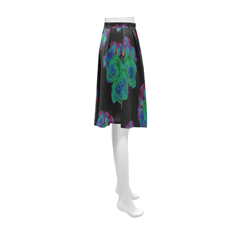 Bouquets of Blue Green and Red Roses Athena Women's Short Skirt (Model D15)