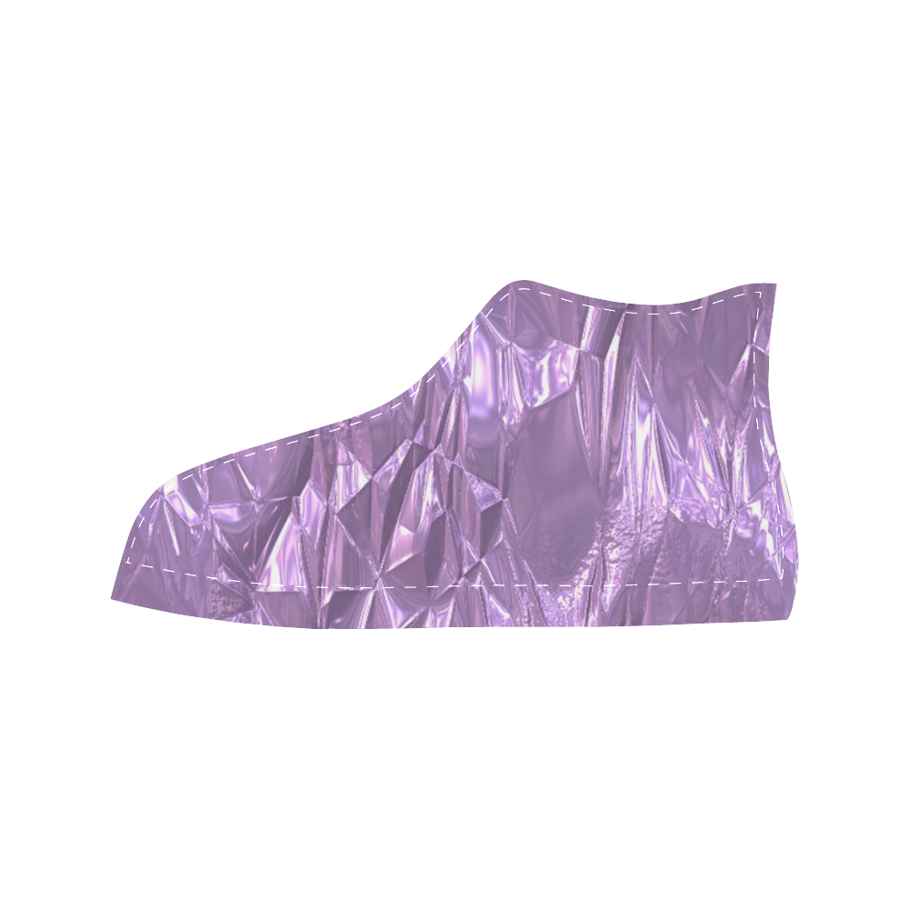 crumpled foil lilac Aquila High Top Microfiber Leather Men's Shoes/Large Size (Model 032)