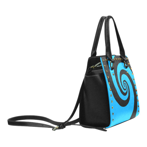 BLACK & BLUE SWIRL Rivet Shoulder Handbag (Model 1645)