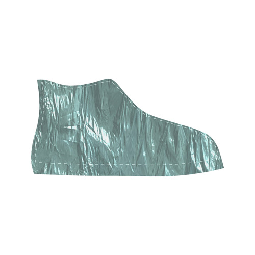 crumpled foil teal Aquila High Top Microfiber Leather Women's Shoes/Large Size (Model 032)