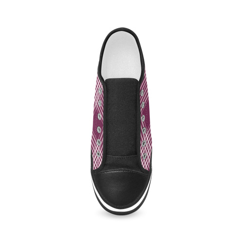 Burgundy And White Plaid Women's Canvas Zipper Shoes/Large Size (Model 001)
