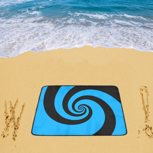 BLACK & BLUE SWIRL Beach Mat 78"x 60"