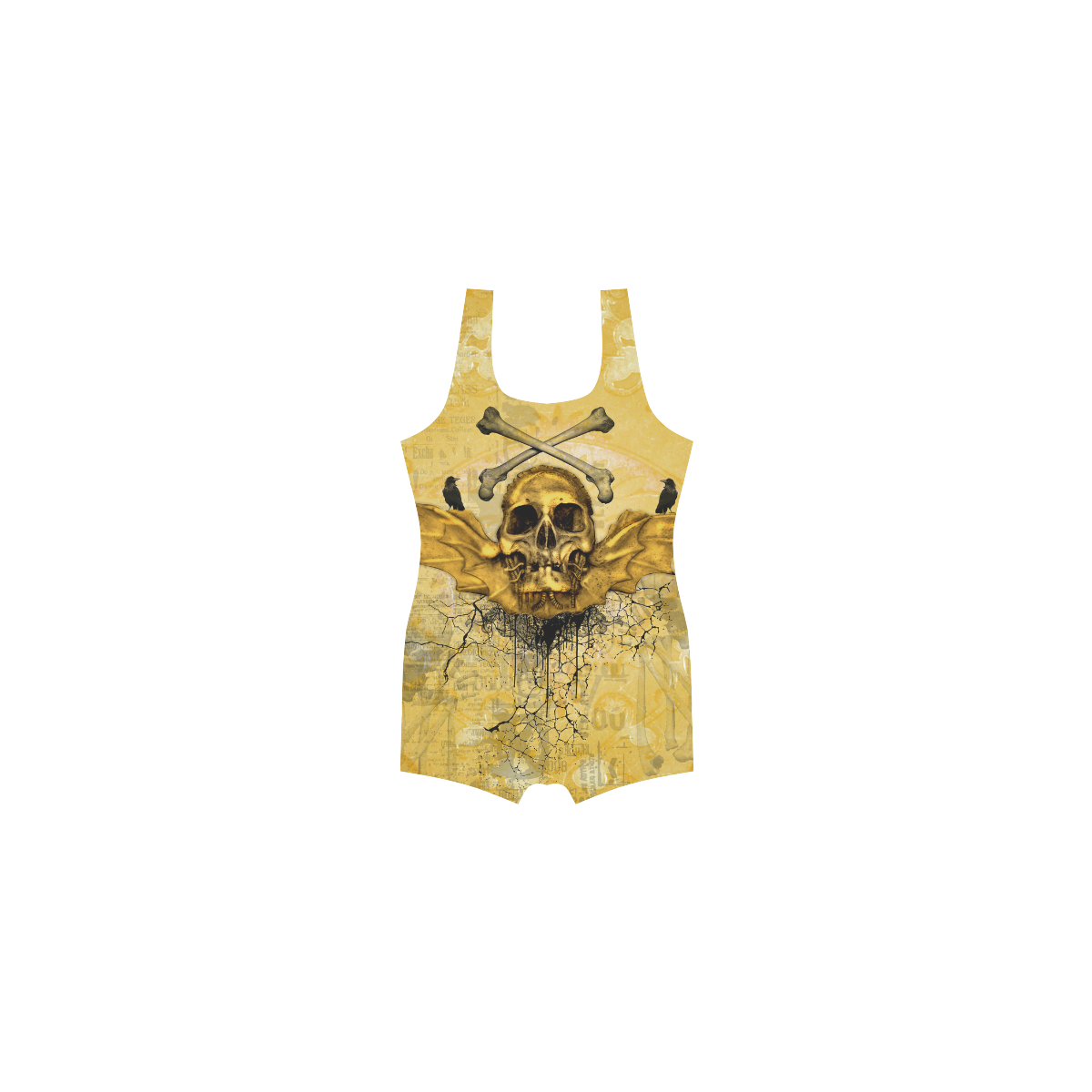 Awesome skull in golden colors Classic One Piece Swimwear (Model S03)
