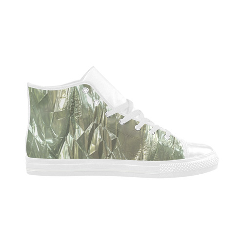 crumpled foil silver Aquila High Top Microfiber Leather Women's Shoes (Model 032)