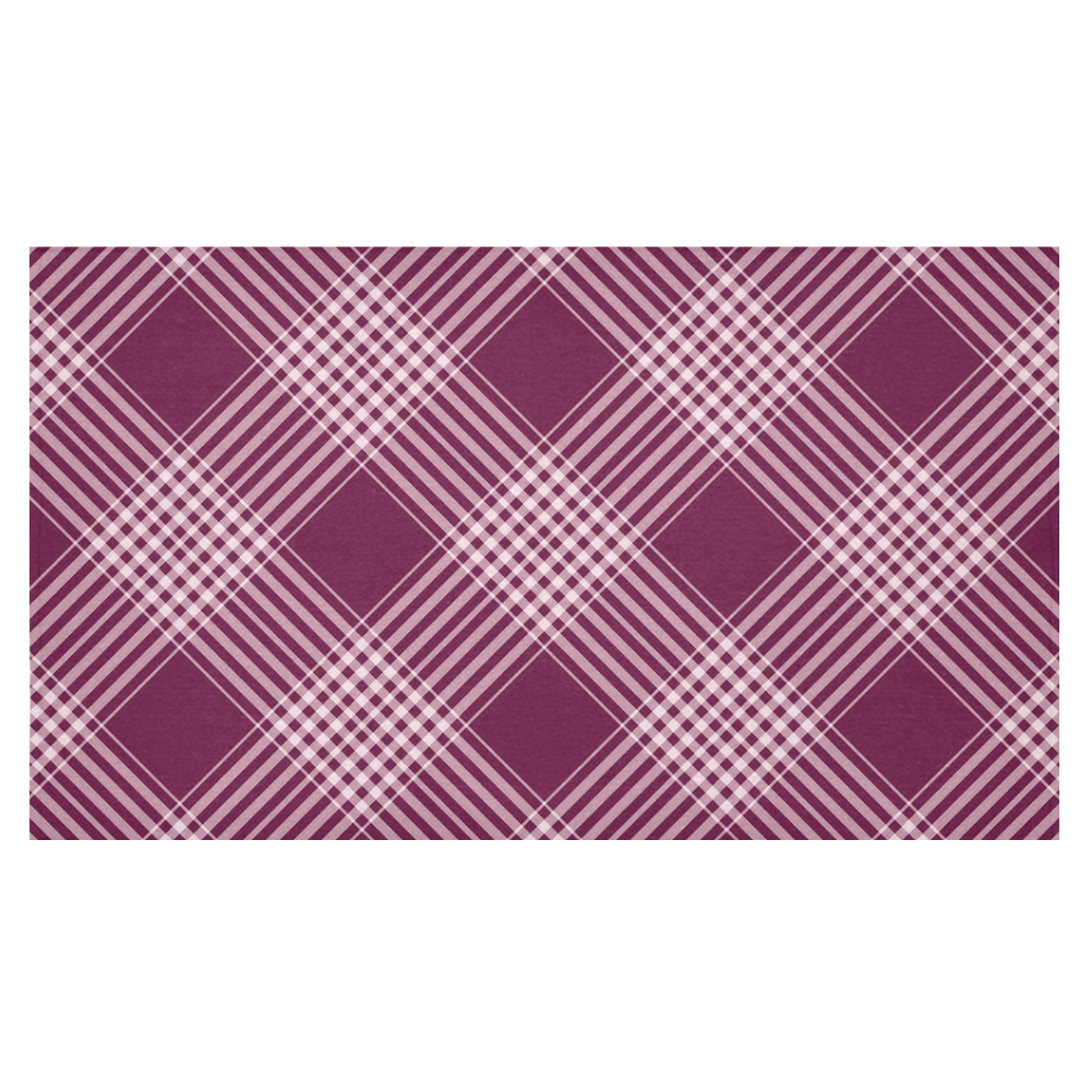 Burgundy And White Plaid Cotton Linen Tablecloth 60"x 104"