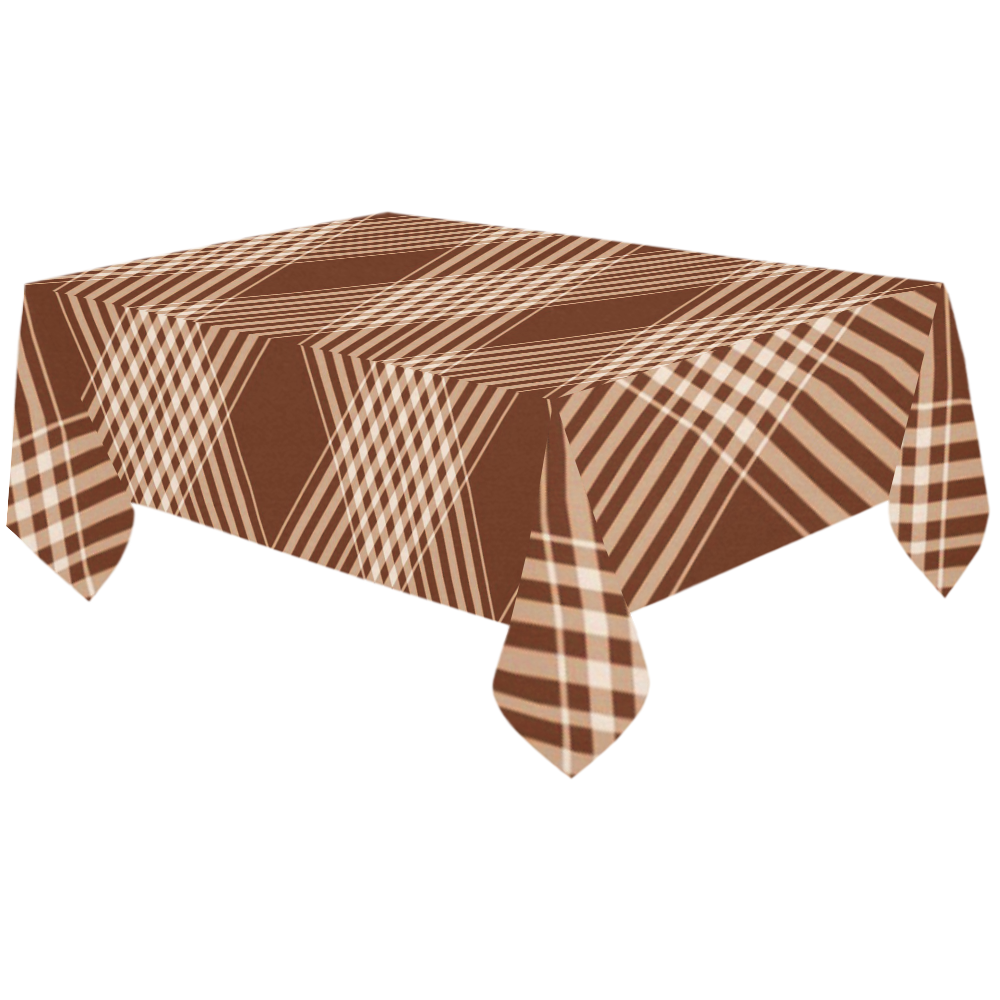 Sienna And White Plaid Cotton Linen Tablecloth 60"x120"