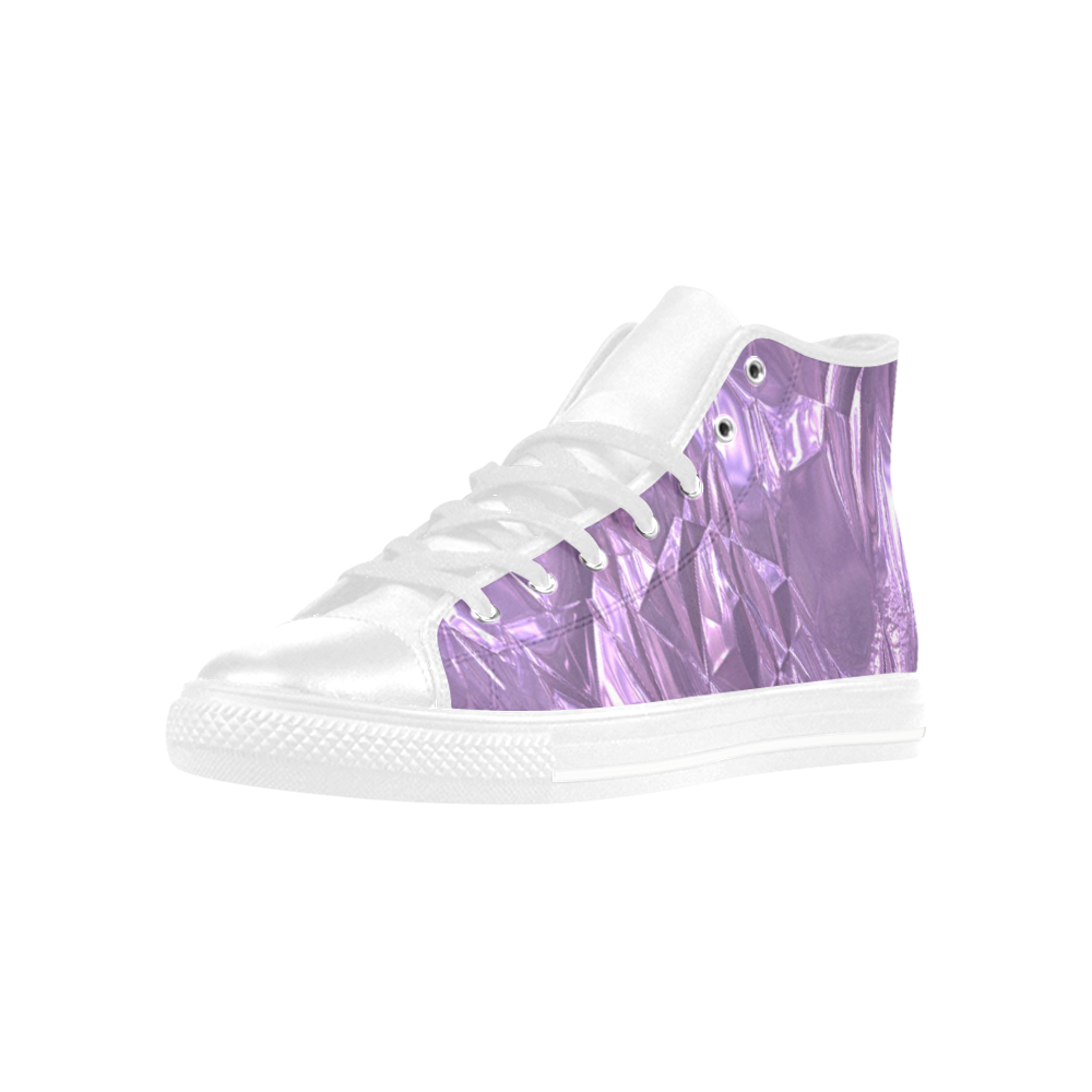 crumpled foil lilac Aquila High Top Microfiber Leather Women's Shoes/Large Size (Model 032)