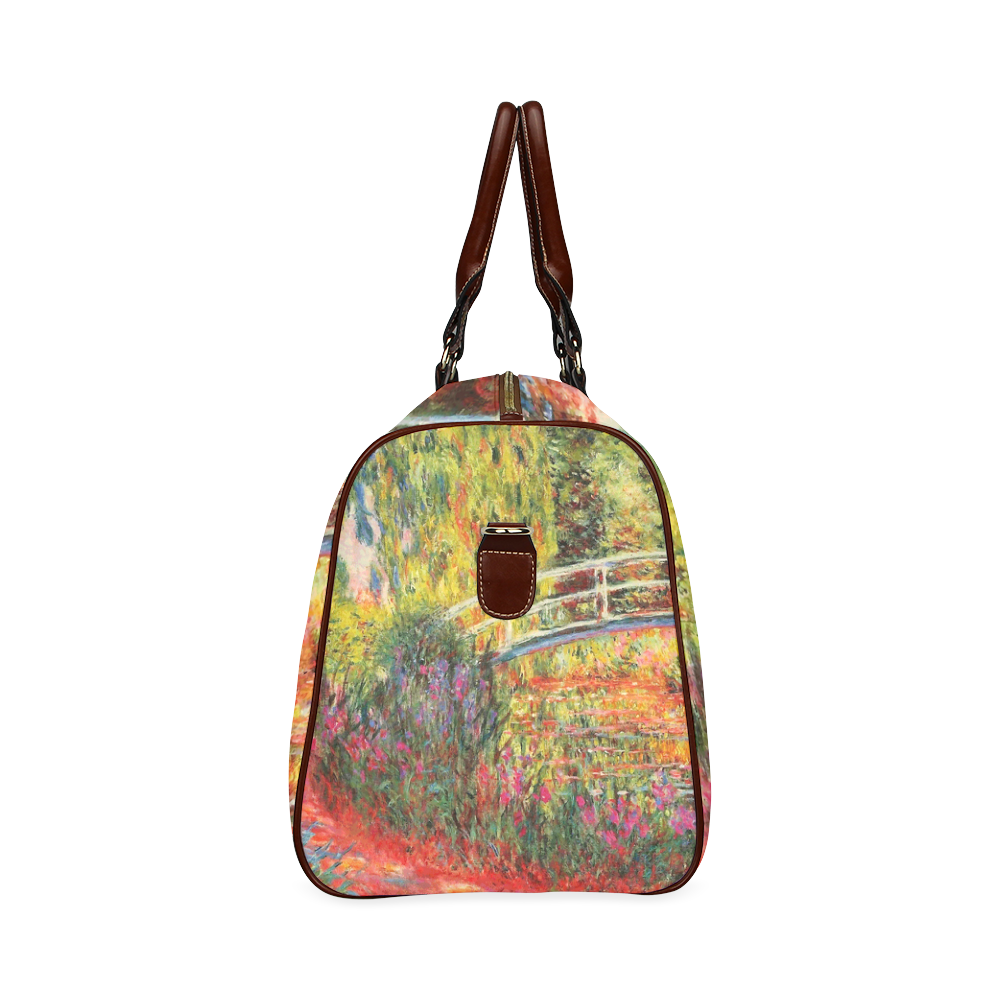 Claude Monet Japanese Bridge Floral Fine Art Waterproof Travel Bag/Small (Model 1639)