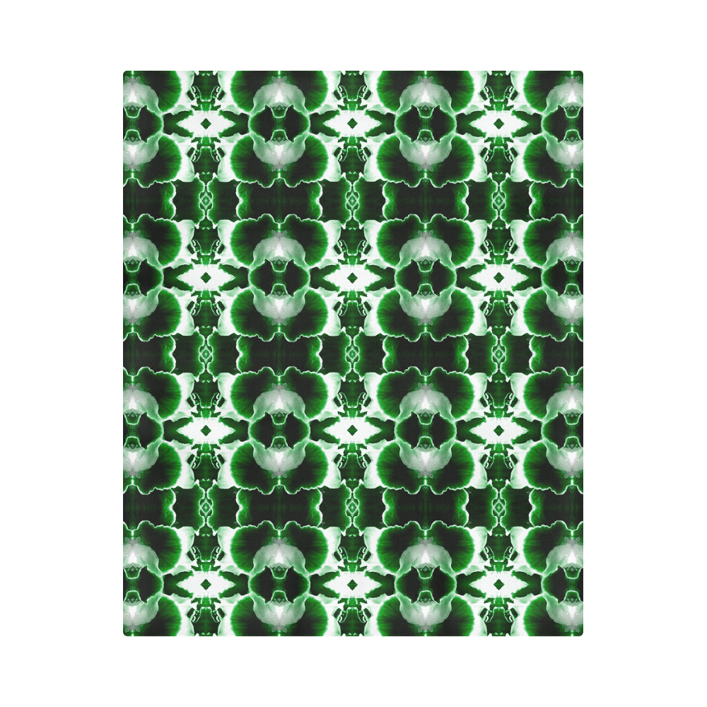 Green White Flower Abstract Pattern Duvet Cover 86"x70" ( All-over-print)