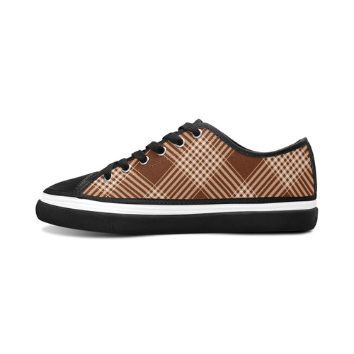 Sienna And White Plaid Women's Canvas Zipper Shoes/Large Size (Model 001)