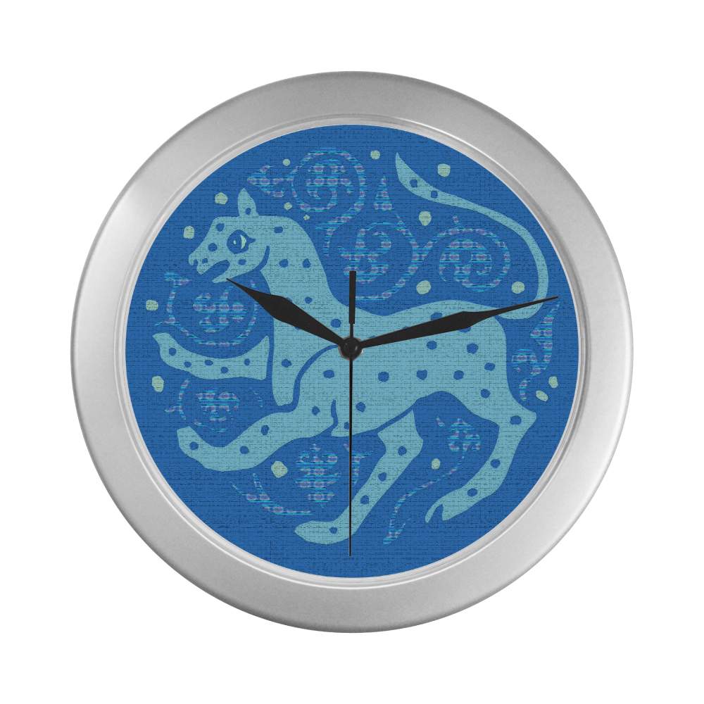 CHEETAH Silver Color Wall Clock