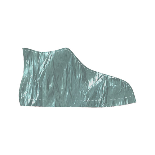 crumpled foil teal High Top Canvas Women's Shoes/Large Size (Model 017)