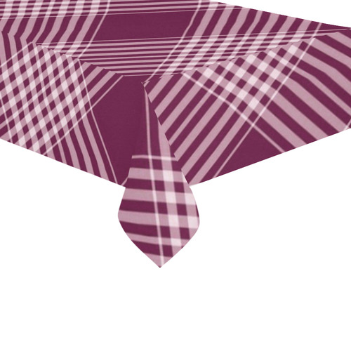 Burgundy And White Plaid Cotton Linen Tablecloth 60"x120"