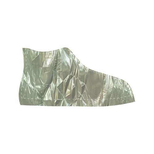 crumpled foil silver Aquila High Top Microfiber Leather Men's Shoes/Large Size (Model 032)