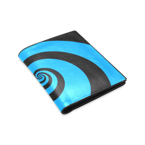 BLACK & BLUE SWIRL Men's Leather Wallet (Model 1612)