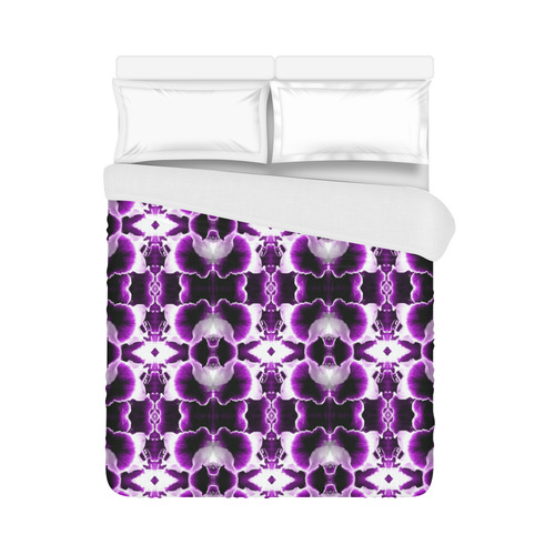 Purple White Flower Abstract Pattern Duvet Cover 86"x70" ( All-over-print)