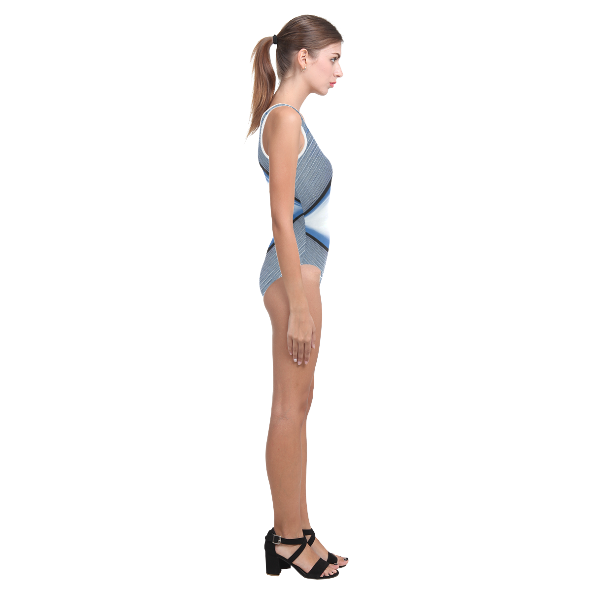 blue sky pattern Vest One Piece Swimsuit (Model S04)