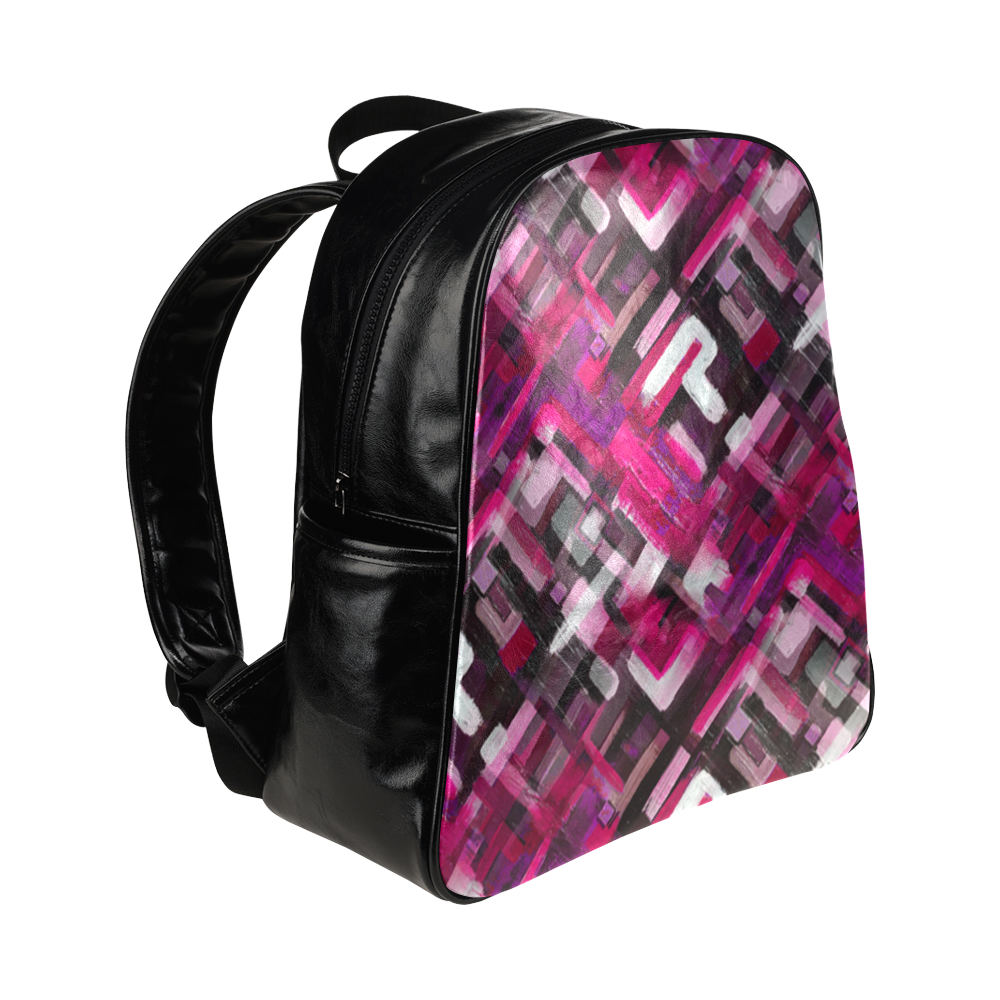 Painted Pink Punk Multi-Pockets Backpack (Model 1636)