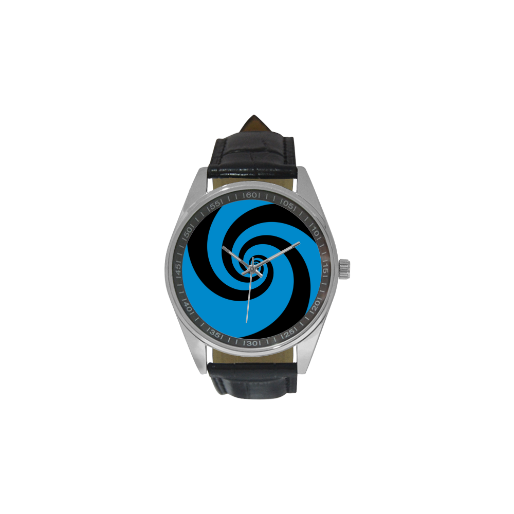 BLACK & BLUE SWIRL Men's Casual Leather Strap Watch(Model 211)