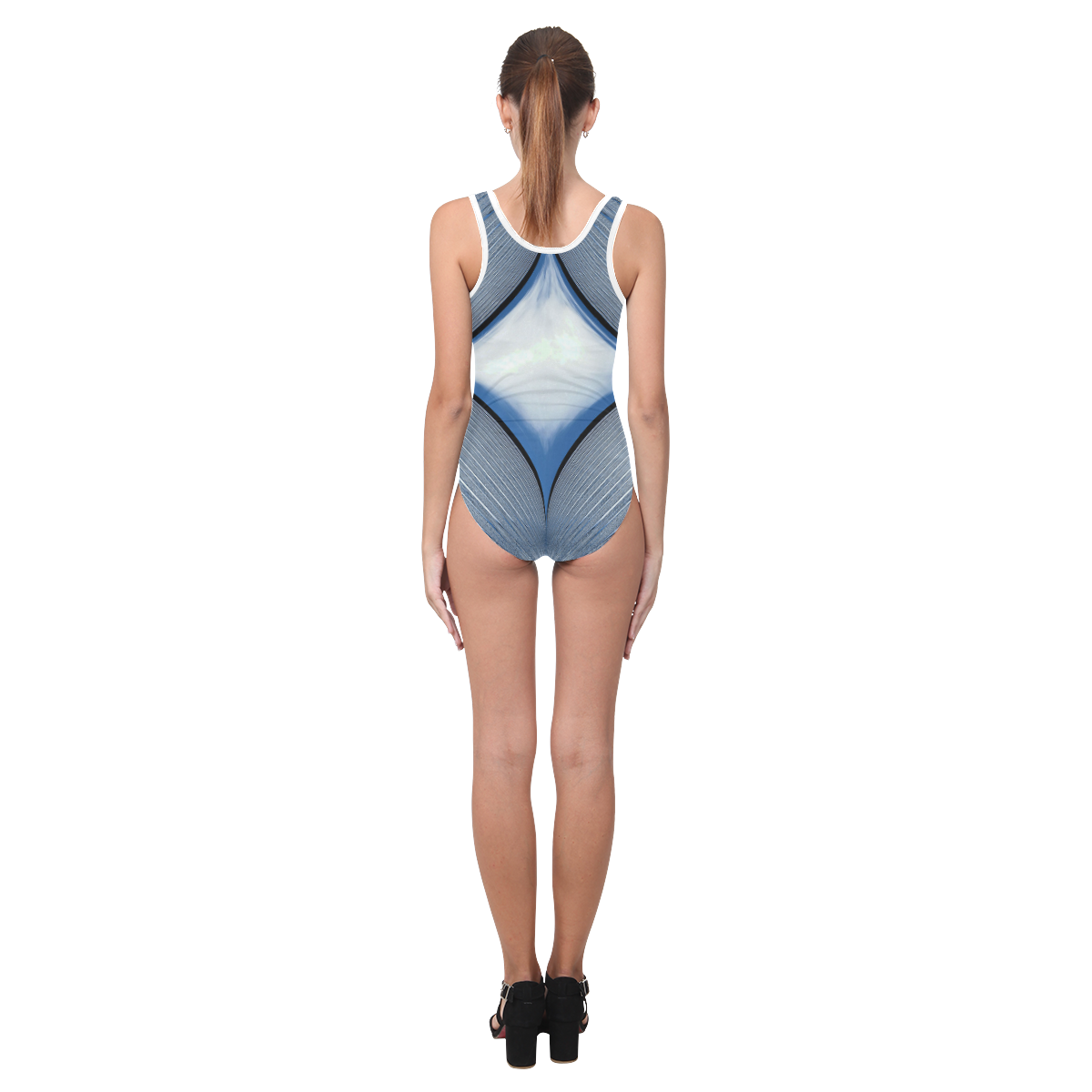 blue sky pattern Vest One Piece Swimsuit (Model S04)