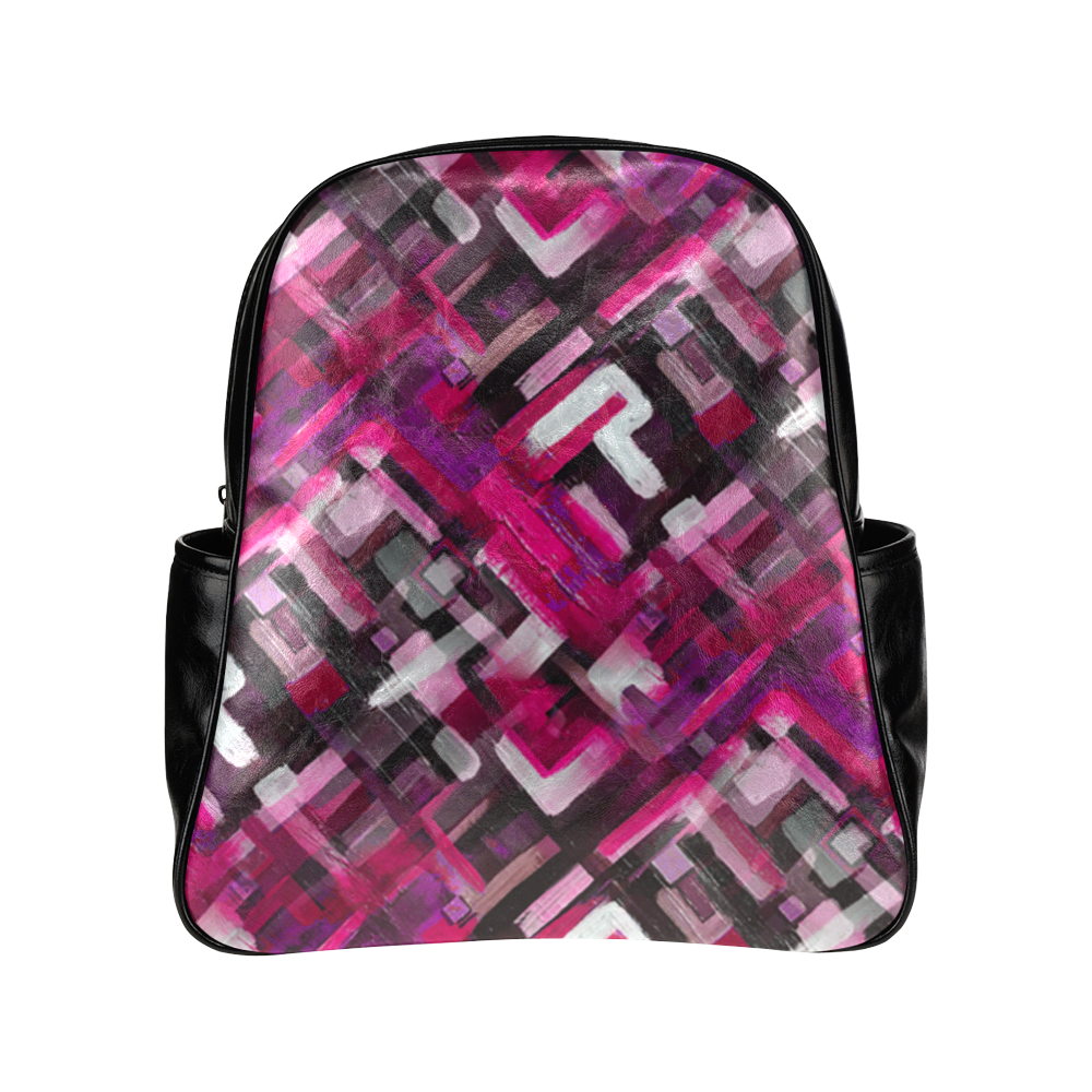 Painted Pink Punk Multi-Pockets Backpack (Model 1636)