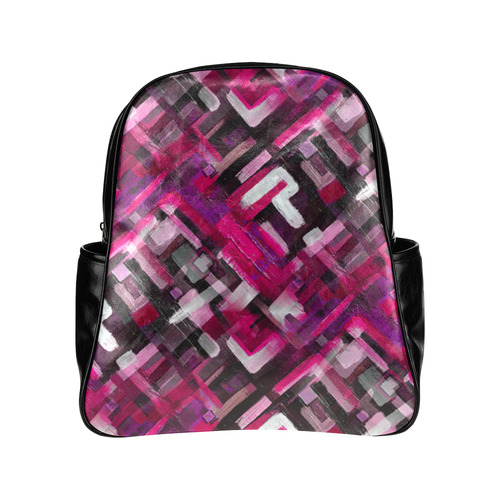 Painted Pink Punk Multi-Pockets Backpack (Model 1636)