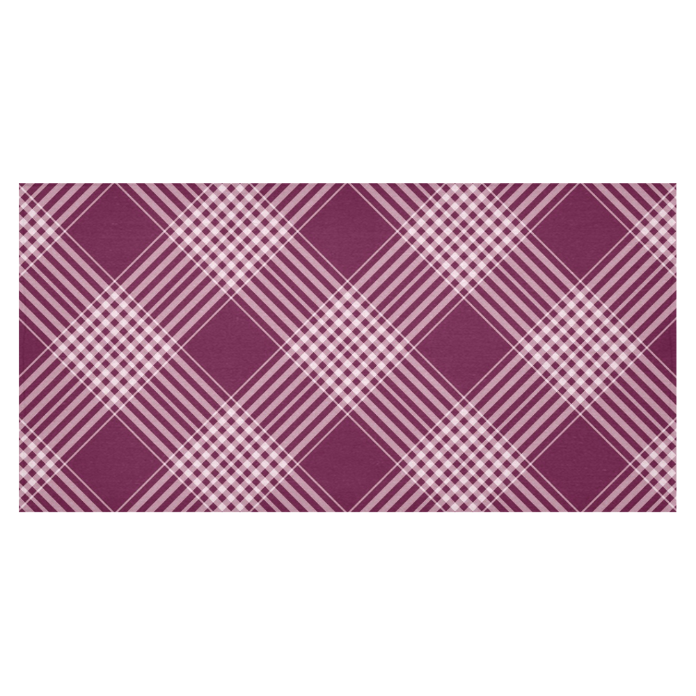 Burgundy And White Plaid Cotton Linen Tablecloth 60"x120"