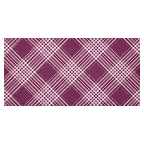 Burgundy And White Plaid Cotton Linen Tablecloth 60"x120"