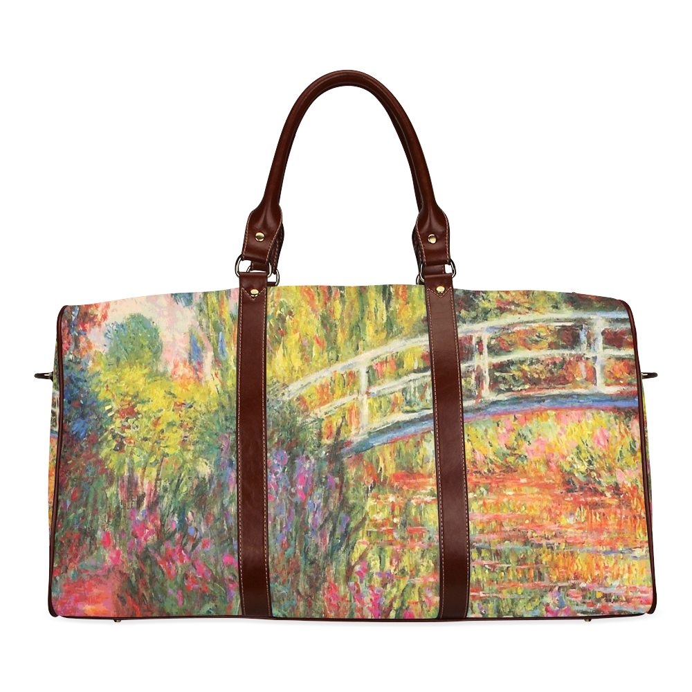 Claude Monet Japanese Bridge Floral Fine Art Waterproof Travel Bag/Large (Model 1639)
