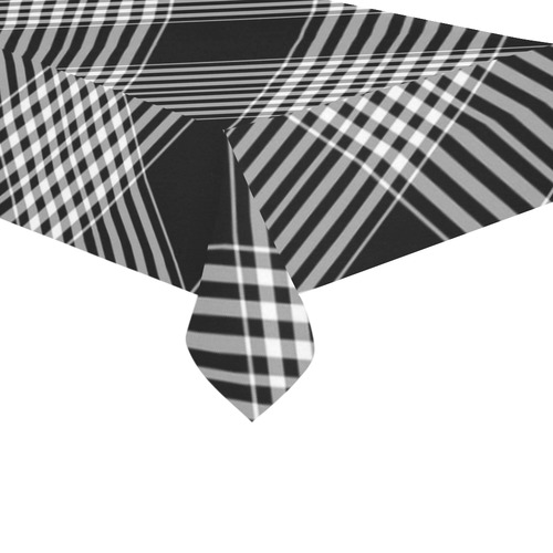 Black And White Plaid Cotton Linen Tablecloth 60"x120"