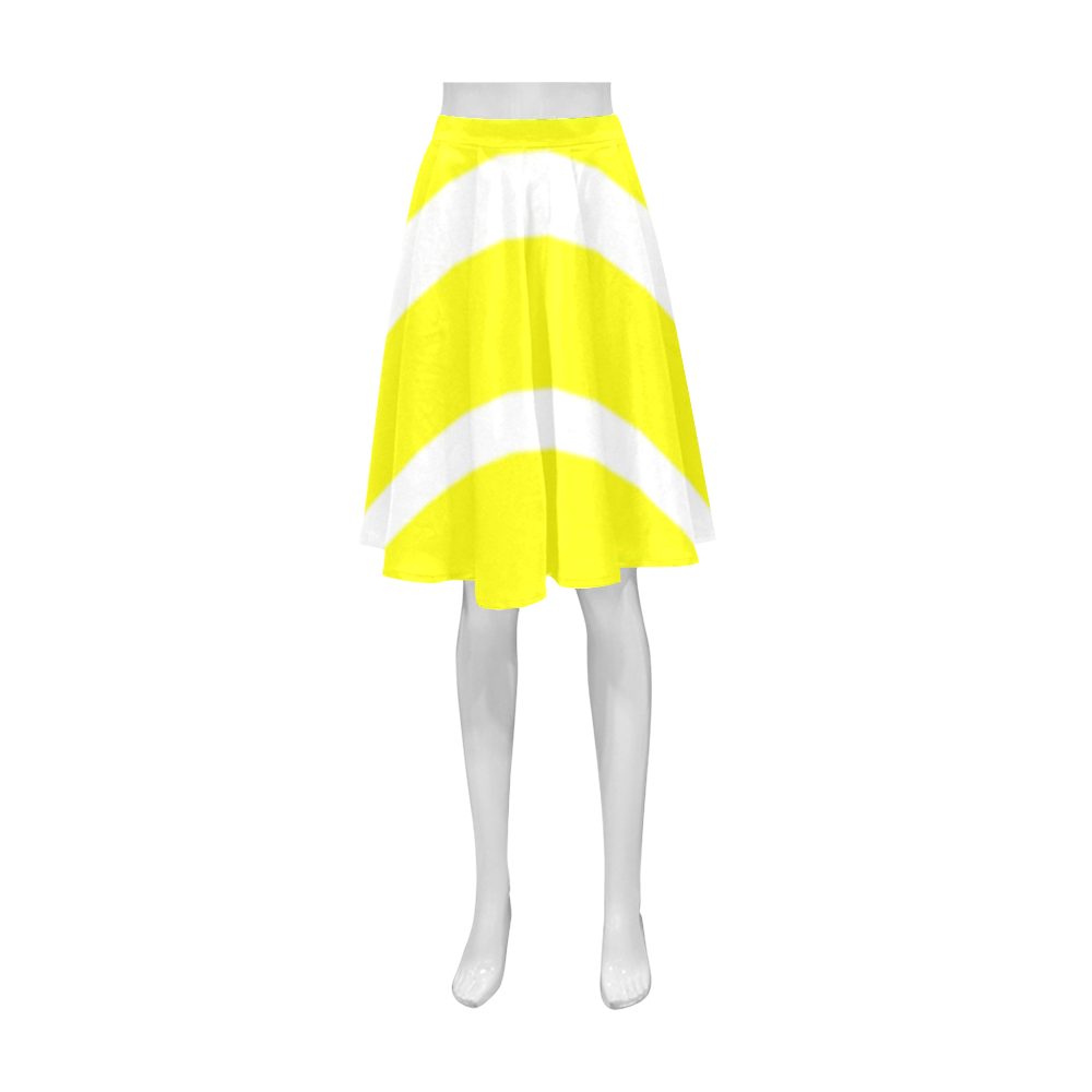 Yellow and White Stripes Athena Women's Short Skirt (Model D15)