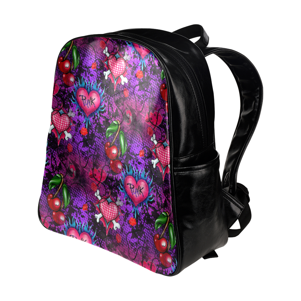 Girls Punk Grunge Pattern Multi-Pockets Backpack (Model 1636)